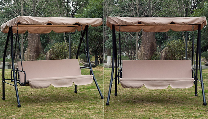 2-in-1 Outsunny 3-Seater Swing Chair & Canopy