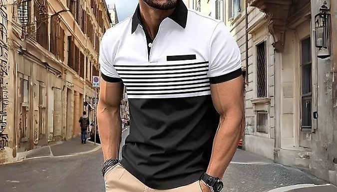 Men’s Casual Stripe Polo Shirt - 8 Colours, 6 Sizes