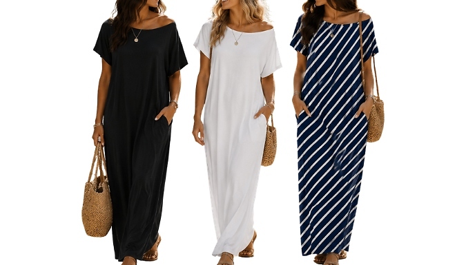 Casual Short-Sleeve Maxi Dress - 12 Colours, 6 Sizes!