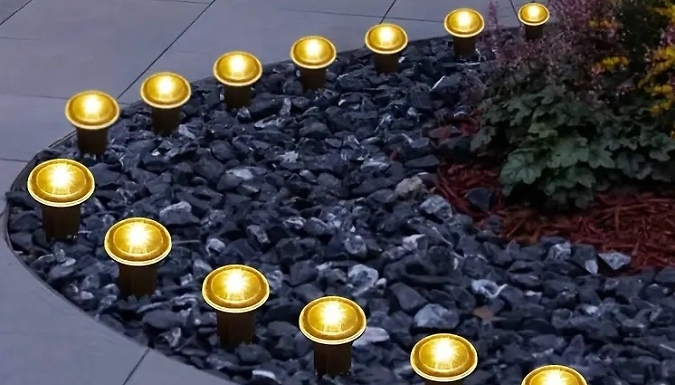 15 or 30-Pack of Solar-Powered Outdoor Flat Path Lights - 2 Colours