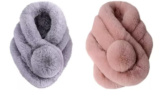 Women's Fluffy Faux Fur Loop Scarf - 5 Colours