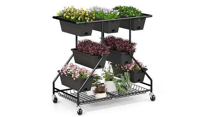 3-Tier Raised Garden Planter Trolley - with 7 Planter Boxes!