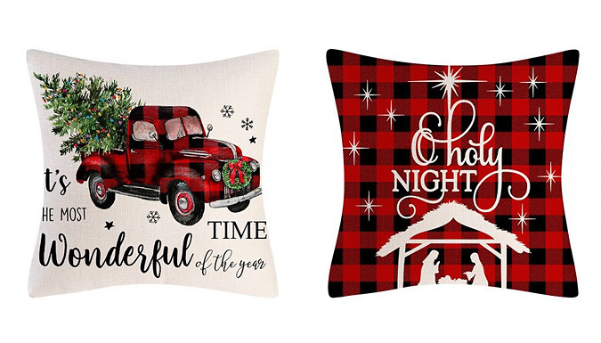 Set of 4 Christmas Cushion Covers - 2 Colours