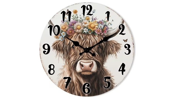 Silent Highland Cow Wall Clock