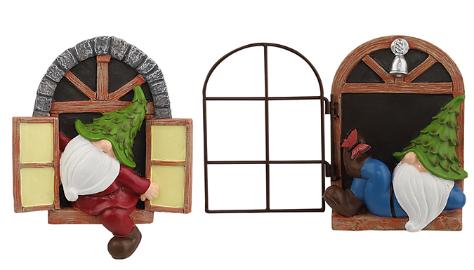 Open Window Garden Gnome Ornament - 2 Designs