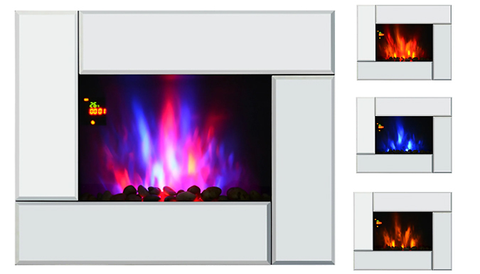 HOMCOM Wall Mounted 7-Colour Electric Fireplace
