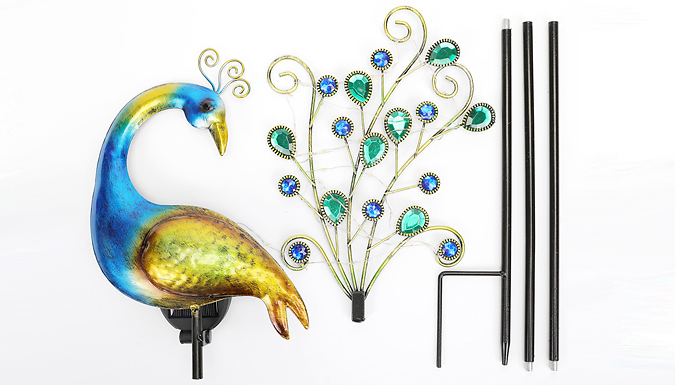 Solar-Powered LED Garden Peacock Light