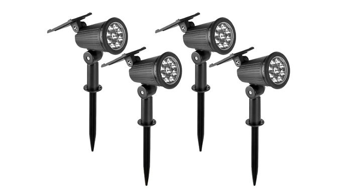 1, 2 or 4-Pack Outdoor Solar Spot Lights - 3 Colours