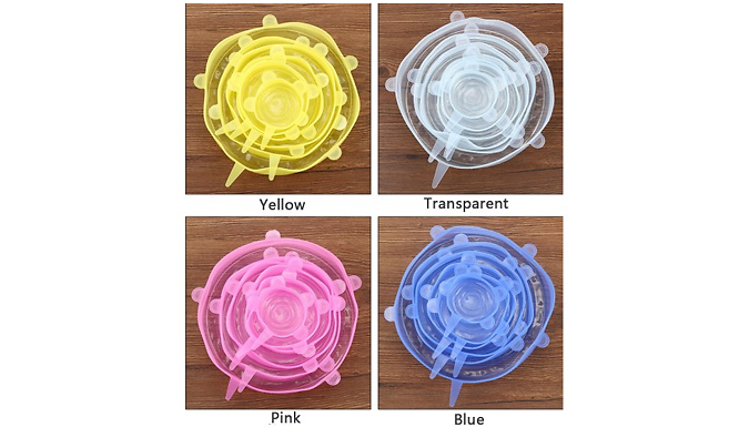 Pack of 6 Stretch Silicone Bowl Lids - 4 Colours