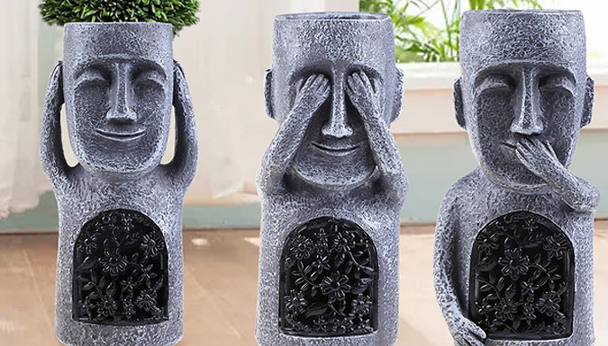 Moai Flower Pot With LED Light - 3 Designs