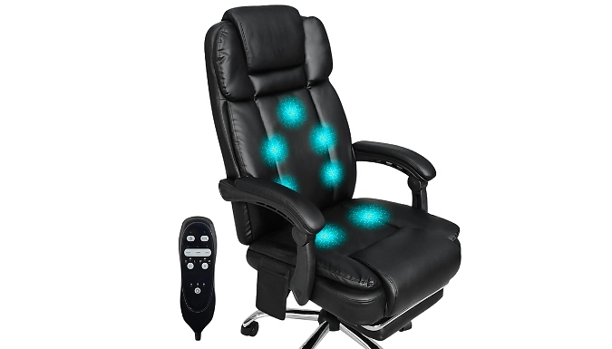 7 Point Pulsing Massage Reclining Swivel Chair with Footrest