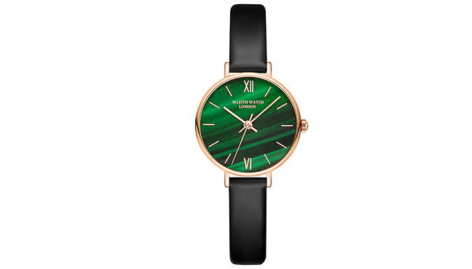 Malachite Green Dial Faux Leather Watch - 2 Options