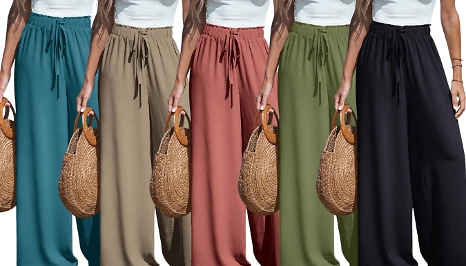 Women's High Waisted Wide Leg Trousers - 9 Colours, 5 Sizes!