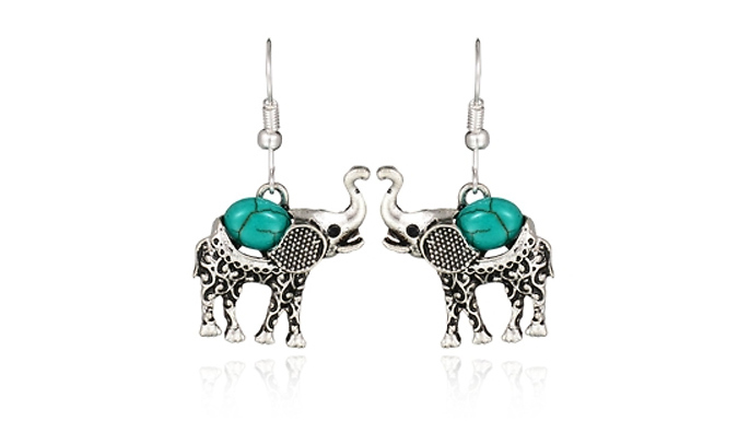 3-Piece Elephant Earrings, Necklace & Bracelet Set