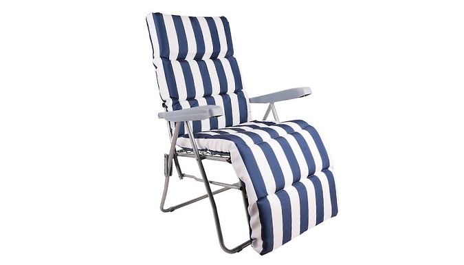 Garden Recliner Chair with Striped Cushion - 3 Colours