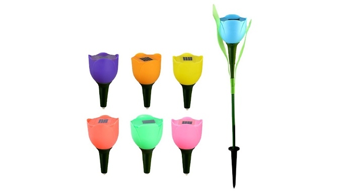 Set of 6 or 12 Tulip-Shaped Garden Solar Lights