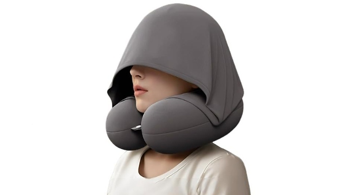 U-Shaped Travel Neck Pillow with Hood - 3 Colours!