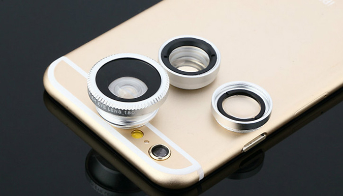 3-in-1 Smartphone Clip-On Fisheye Camera Lens - 6 Colours