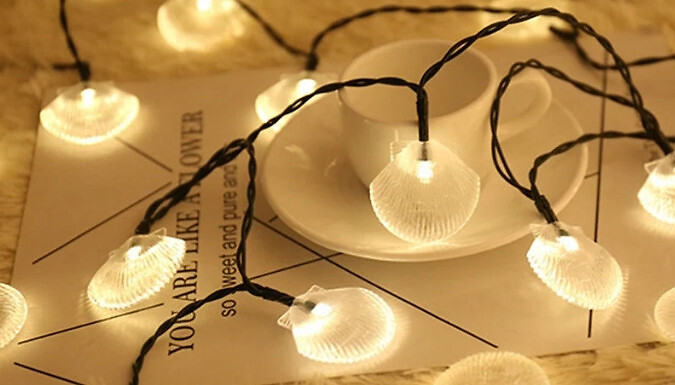 Solar-Powered LED Seashell String Lights - 3 Colours!