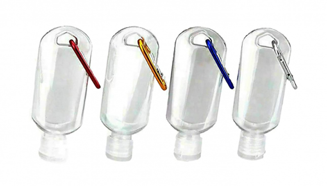 4-Pack of Refillable Travel Bottles With Clip - 30ml, 50ml or 60ml