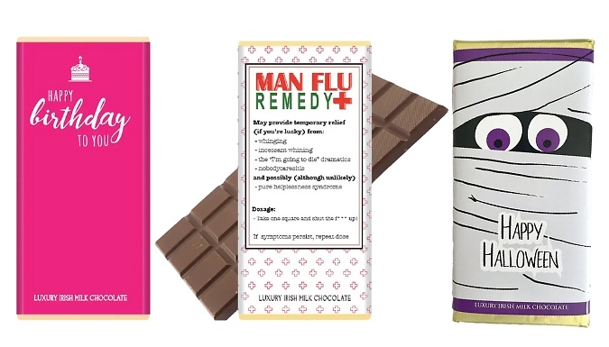 3-Pack Novelty Chocolate Bars - 3 Designs