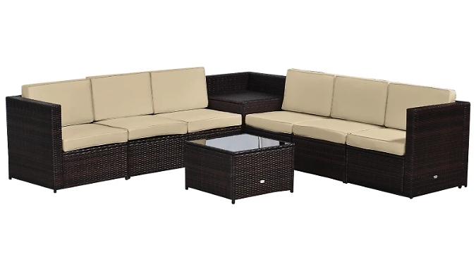 Outsunny 8-Piece Rattan Garden Furniture Set - Brown