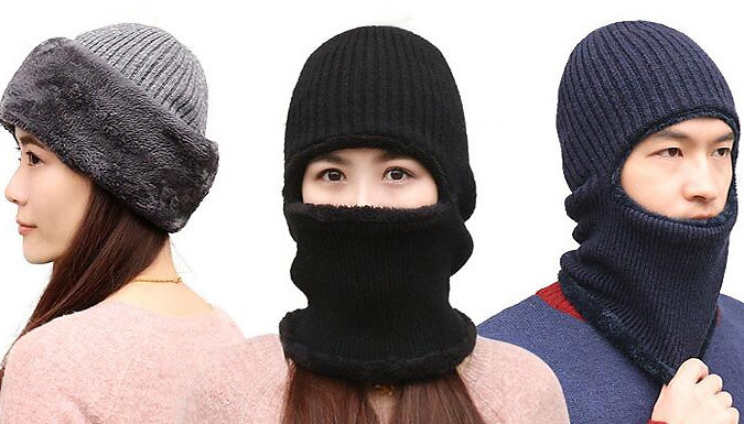 2-in-1 Fleece-Lined Hat & Balaclava - 3 Colours