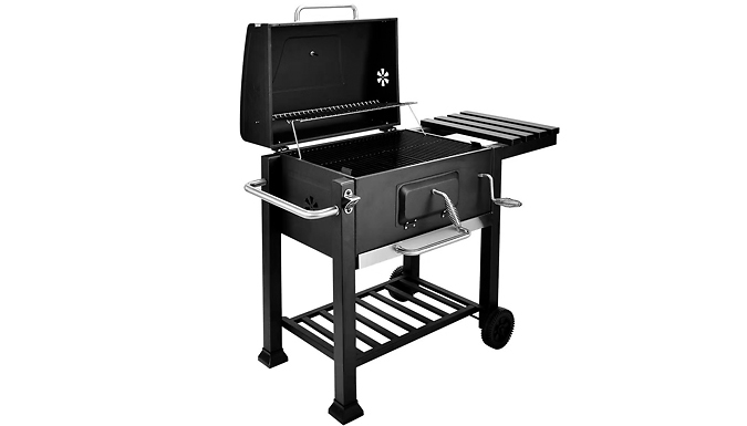Large Charcoal Square BBQ Grill With Thermometer