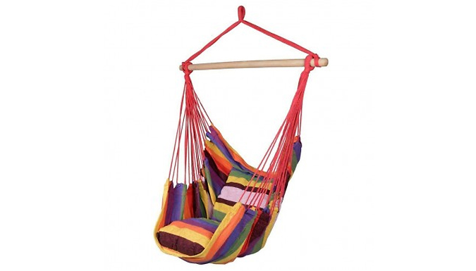 Striped Hanging Rope Hammock Swing Chair - 2 Colours