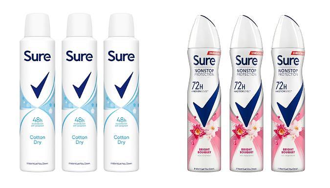 3-Pack Sure Women's Anti-Perspirant Deodorant - 250ml, 6 Options