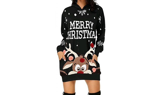 Christmas Long Sleeve Sweatshirt Dress - 6 Designs and 4 Sizes from Go Groopie IE