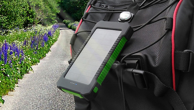 Dual USB Solar Power Bank with Flashlight - Energy Saving. from Go Groopie