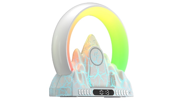 7-in-1 Volcano Atmospheric Bluetooth Speaker - Light, Wireless Charger, Alarm & More!