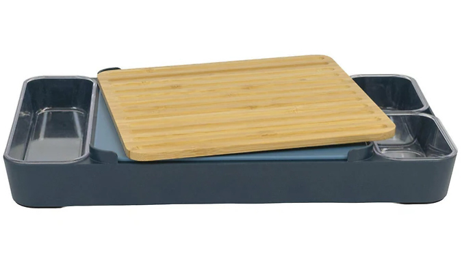 Bamboo Chopping Board Set with Containers & Stand
