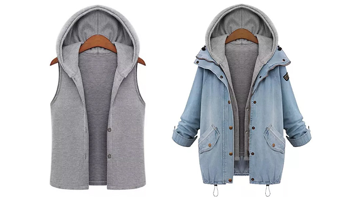 Women's 2-in-1 Oversized Hooded Denim Jacket - 6 Sizes