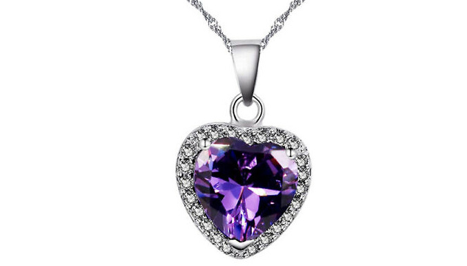 Heart-Cut Gemstone & Created Diamond Necklace - 2 Colours