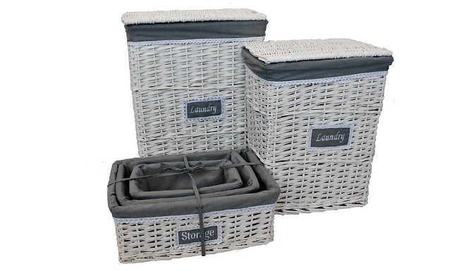 5-Piece Wicker Storage & Laundry Basket Set