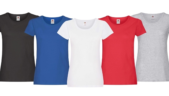 3-Pack Women's Fruit of the Loom Fitted T-Shirt - 6 Colours