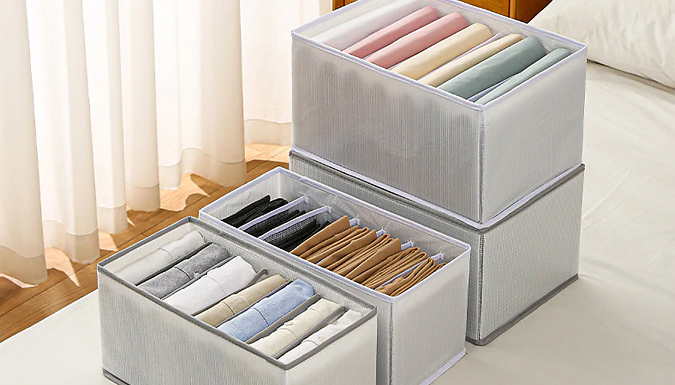 2-Pack 7 Grids Foldable Clothes Organiser Box - 2 Colours