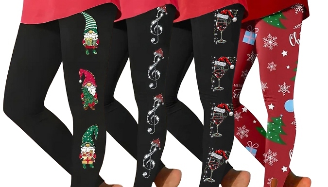 Women’s Christmas Sparkly Printed Leggings - 4 Designs