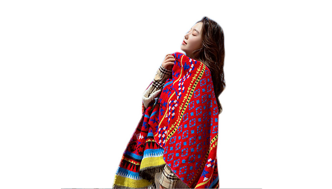 Spun Wool Boho Poncho Cape Wrap - 4 Designs