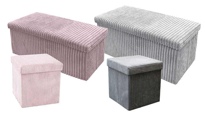 Corduroy Ottoman Storage Box - 2 Sizes & Colours