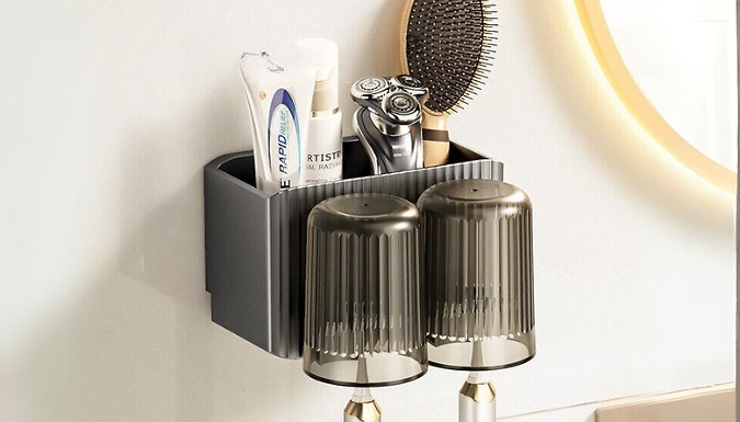Wall-Mounted Bathroom Toothbrush Holder & Organiser - 2 or 3-Cups!