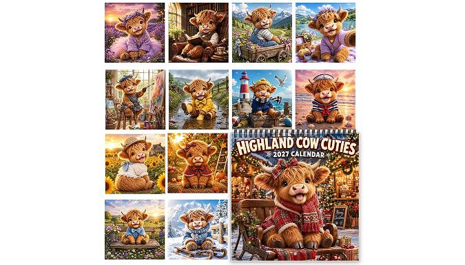 Cute Highland Cow 2027 Calendar