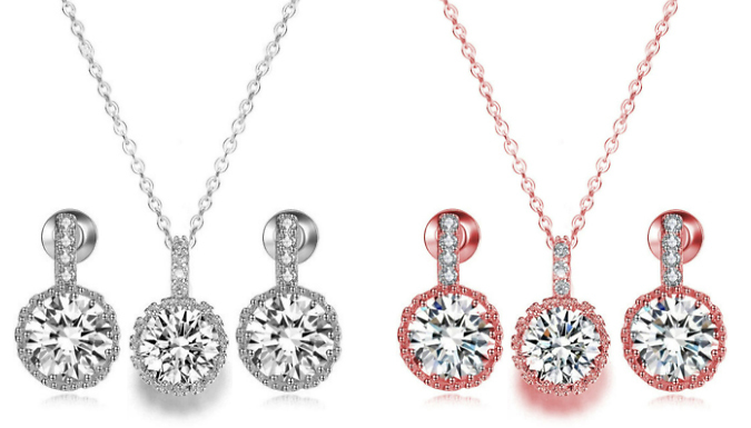 Eira Wen Elegance Pendant & Earring Jewellery Set - 2 Colours