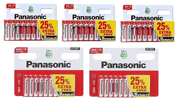 50-Pack Panasonic Zinc Carbon AA & AAA Batteries