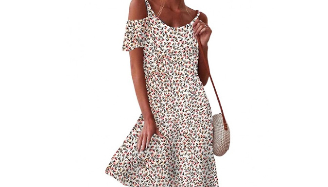 Drop-Shoulder Floral Summer Dress - 3 Colours & 8 Sizes