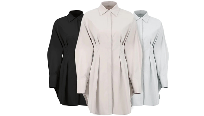 Women’s Button Down Shirt Dress - 3 Colours & 3 Sizes