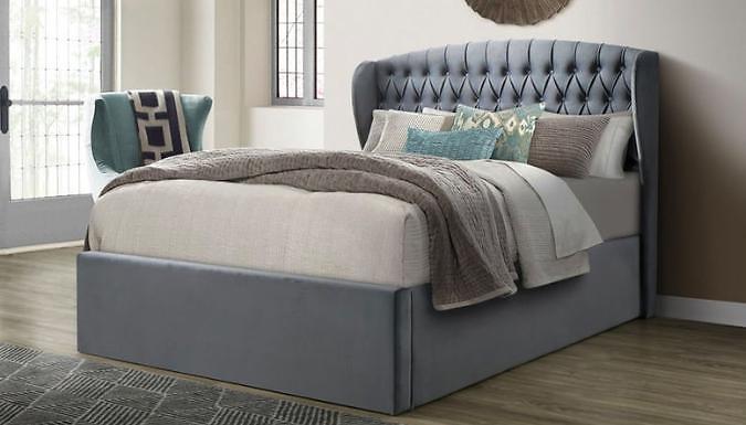 Warwick Double Fabric Grey Ottoman Bed