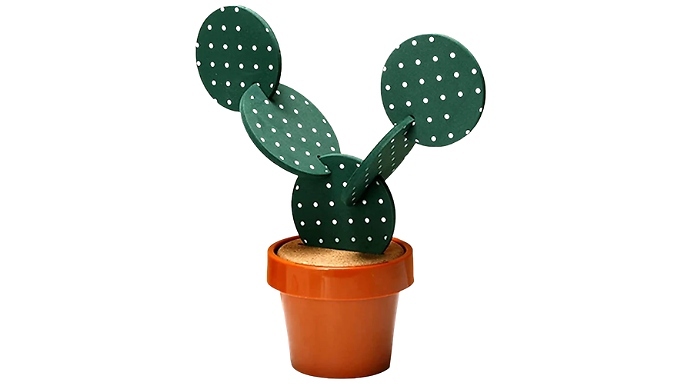 5-Piece Cactus Coaster Set with Decorative Plant Pot Holder